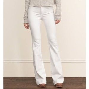 High waisted white flare jeans